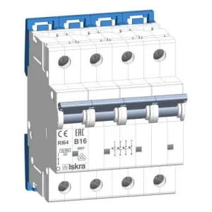 Модульный автоматический выключатель RI64 B16A, 4P, 10кА