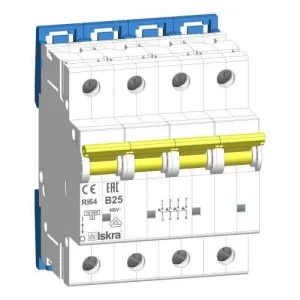 Модульний автоматичний вимикач RI64 B25A, 4P, 10кА