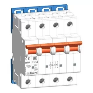 Модульный автоматический выключатель RI64 B63A, 4P, 10кА