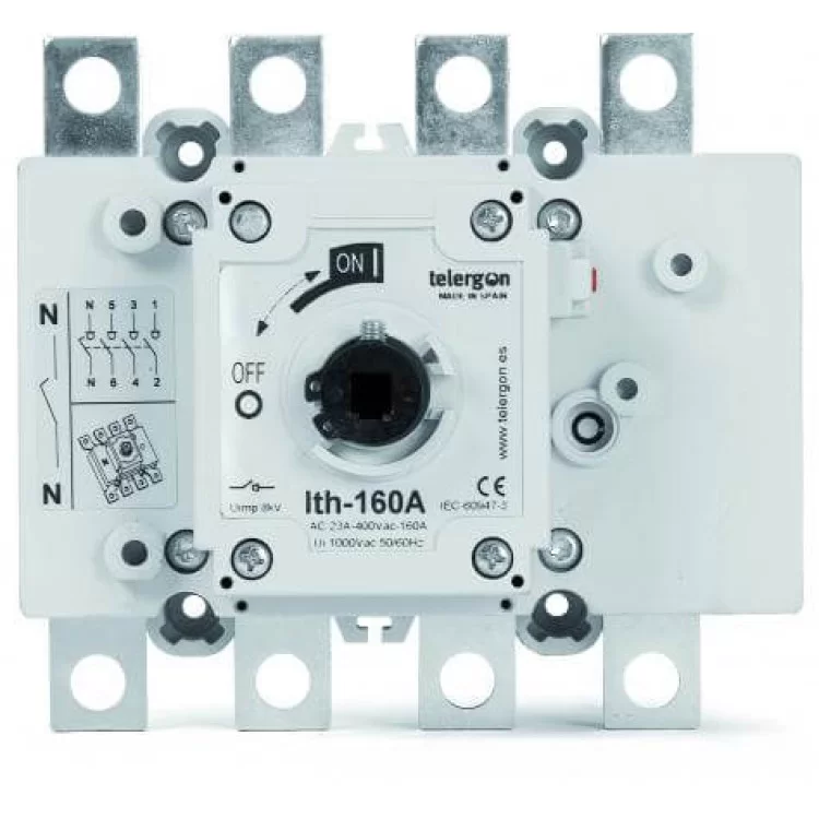 вимикач навантаження S5000 160А, 3P, приєднання проводу кільцевим наконечником (під болт)