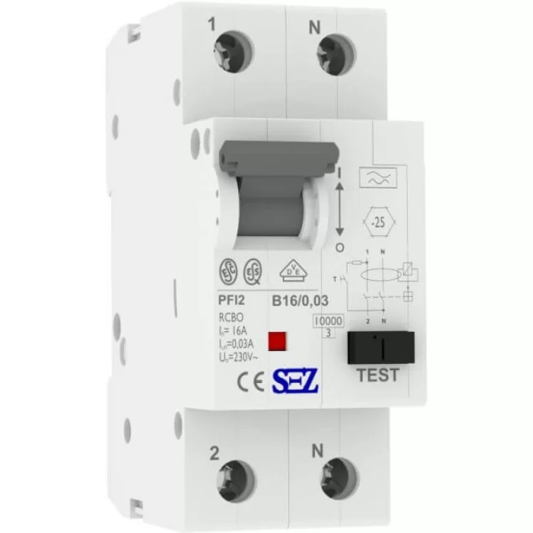 Диференційний вимикач SEZ PFI2 B 16A/0,03A (PFI2В_16A/0,03A)