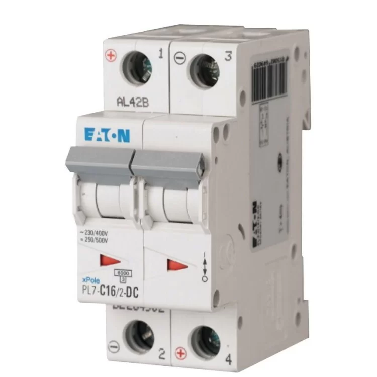 Автоматичний вимикач Eaton PL7-C16/2-DC 500В DC 16А C