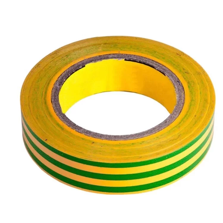 Смугаста ПВХ ізоляційна стрічка 0,13x15мм жовто-зелена 10 метрів DKC