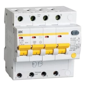 Диференційний автоматичний вимикач IEK АД14 4Р, 25А, 30мА