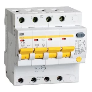 вимикач диференційного струму IEK АД14 4Р, 25А, 300мА