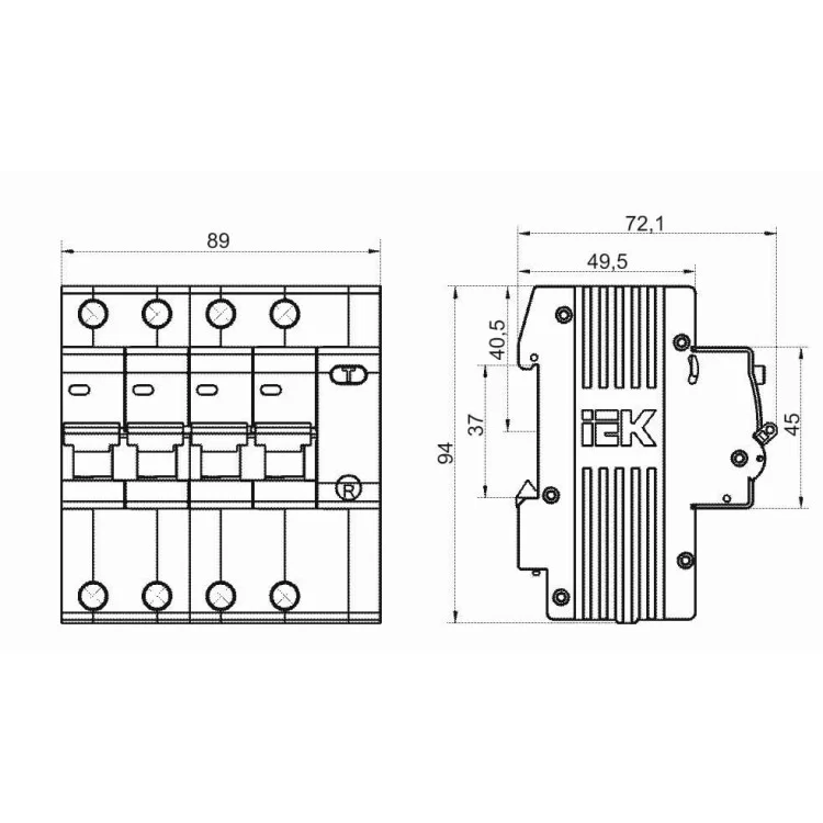 Дифференциальный автоматический выключатель IEK АД14 4Р, 10А, 30мА цена 718грн - фотография 2