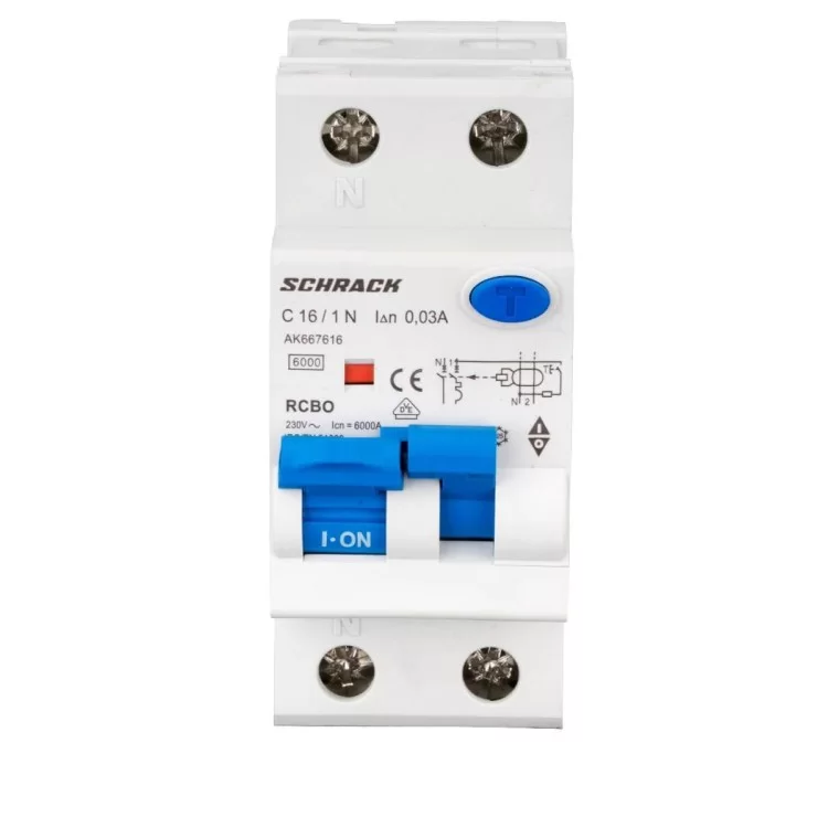 Выключатель дифференциального тока Schrack АВДТ 6кА/30мА 1P+N 16A х-ка C тип A цена 984грн - фотография 2