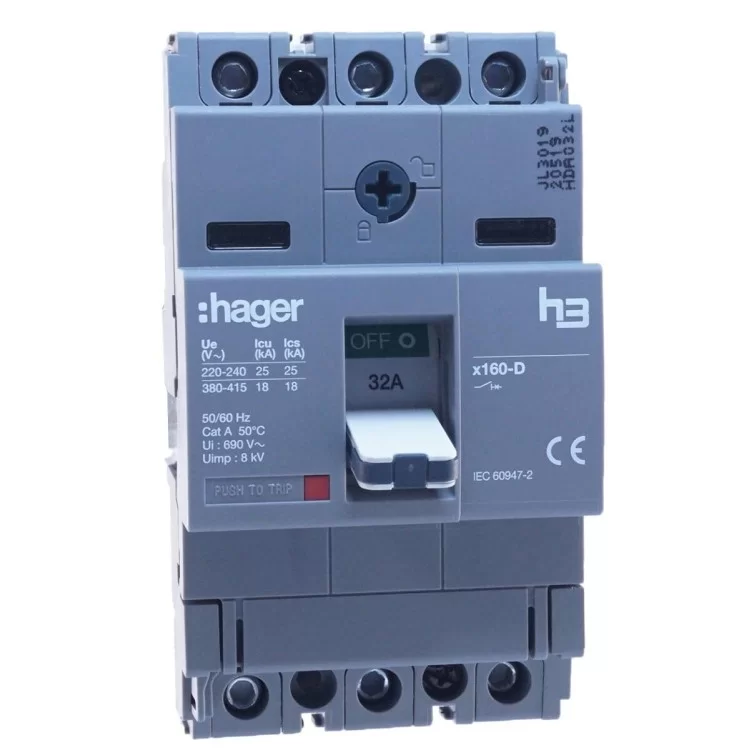 Автоматичний вимикач Hager x160, In=32А, 3п, 18kA ціна 4 014грн - фотографія 2