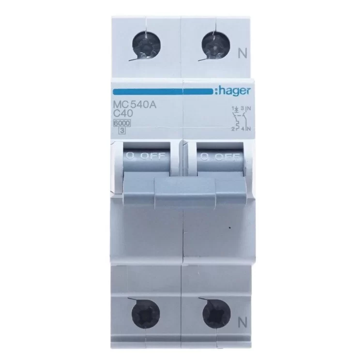 Автомат захисту мережі MC540A (2р, С, 40А) Hager ціна 448грн - фотографія 2
