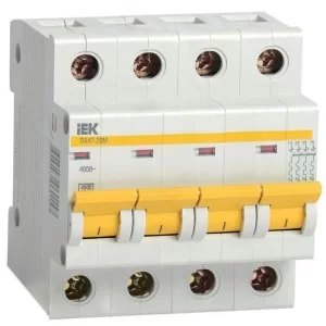 Автоматичний вимикач IEK ВА47-29М 4P B 6А 4,5кА