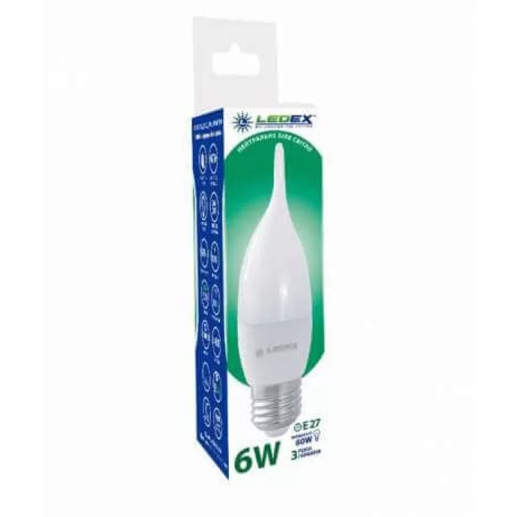 Лампа светодиодная 6Вт LedEX свеча на ветру 4000К, E27 цена 40грн - фотография 2