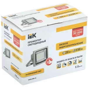 Прожектор IEK СДО 05-20Вт светодиодный серый IP65