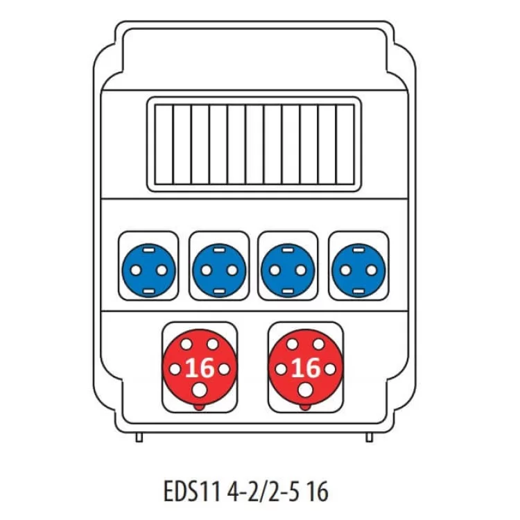 Будівельний щиток живлення ETI 004483300 з роз'ємами EDS11 4-2/2-5 16 (Роз'єм 16A/5P-2 Schuko-4 АВ: C16/1-4 C16/3-2) ціна 6 079грн - фотографія 2