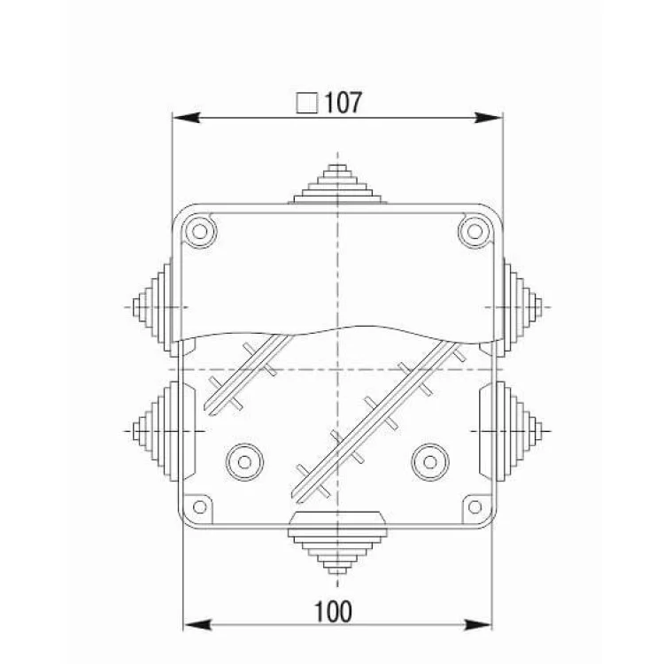 Коробка розподільна IP55 (100х100х50мм) КМ41234 IEK ціна 47грн - фотографія 2