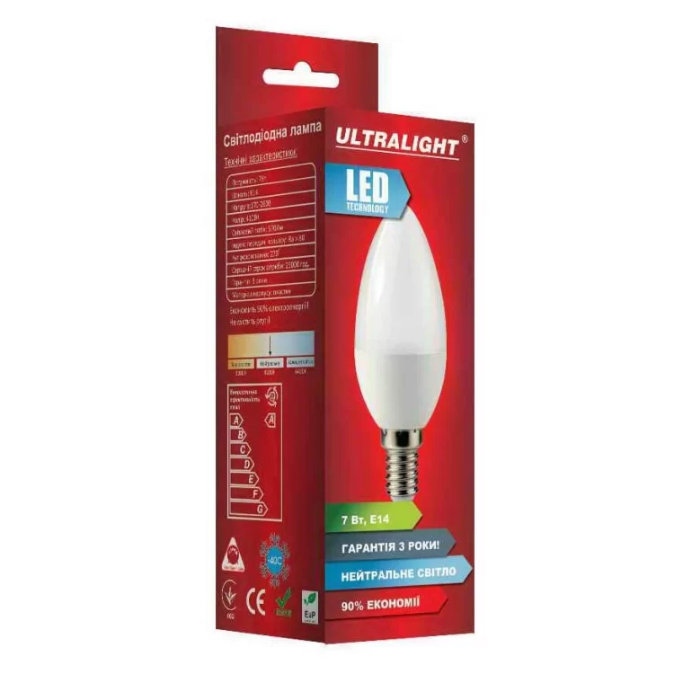 Лампочка Ultralight 7Вт 4100К E14 49136 ціна 34грн - фотографія 2