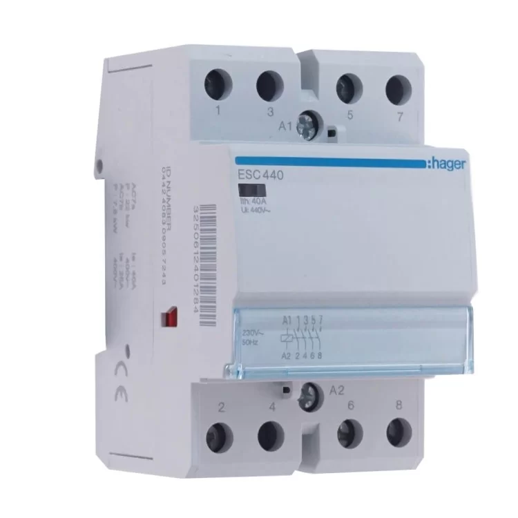 Бесшумный контактор 40A ESC440 (4НО, 230В) 3м Hager