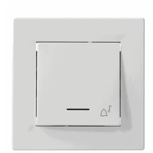 Выключатель кнопочный «Звонок» белый Asfora, EPH1700121