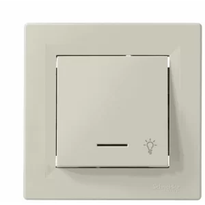 Выключатель кнопочный «Свет» кремовый Asfora, EPH1800123