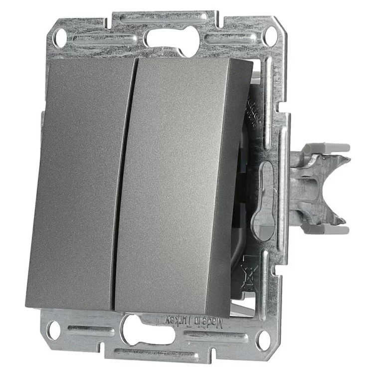 вимикач 2-клавішний без рамки сталь Asfora, EPH0300162 відгуки - зображення 5