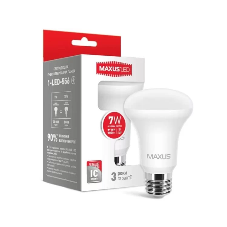 Світлодіодна лампа Maxus R63 7Вт 4100K 220В E27 (1-LED-556) ціна 44грн - фотографія 2