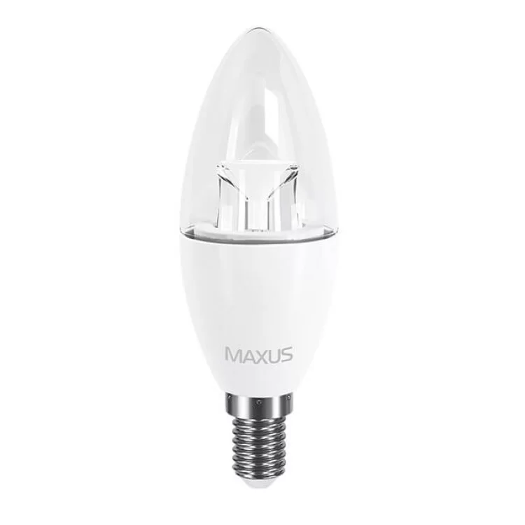 Светодиодная лампа свеча Maxus CL-C C37 6Вт 3000K 220В E14 в прозрачной колбе (1-LED-531)