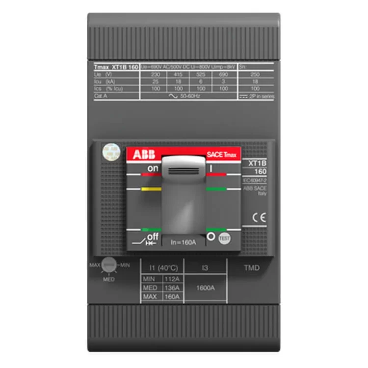 Автомат електричний ABB XT1C 160 TMD 160-1600 3p F F ціна 3 954грн - фотографія 2