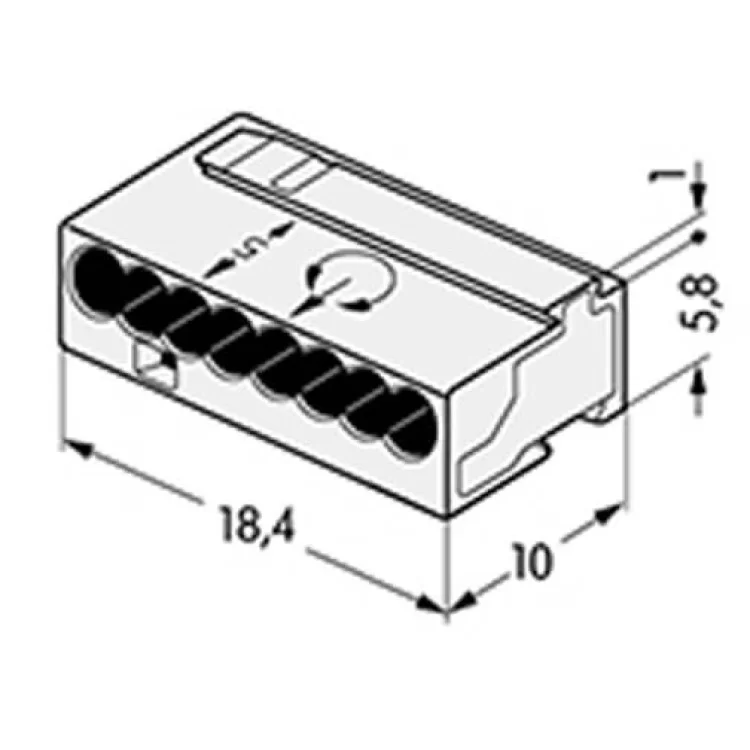 Мікро-клема для розподільчих коробок на 8 провідників WAGO 243-508 ціна 10грн - фотографія 2