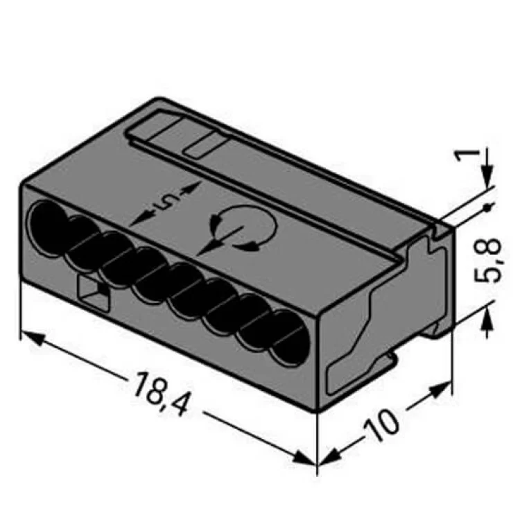 в продаже Микро-клемма для распределительных коробок на 8 проводников WAGO 243-208 темно-серая - фото 3
