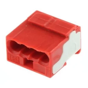 Микро-клемма для распределительных коробок, на 4 проводника, 243-804 красная, WAGO