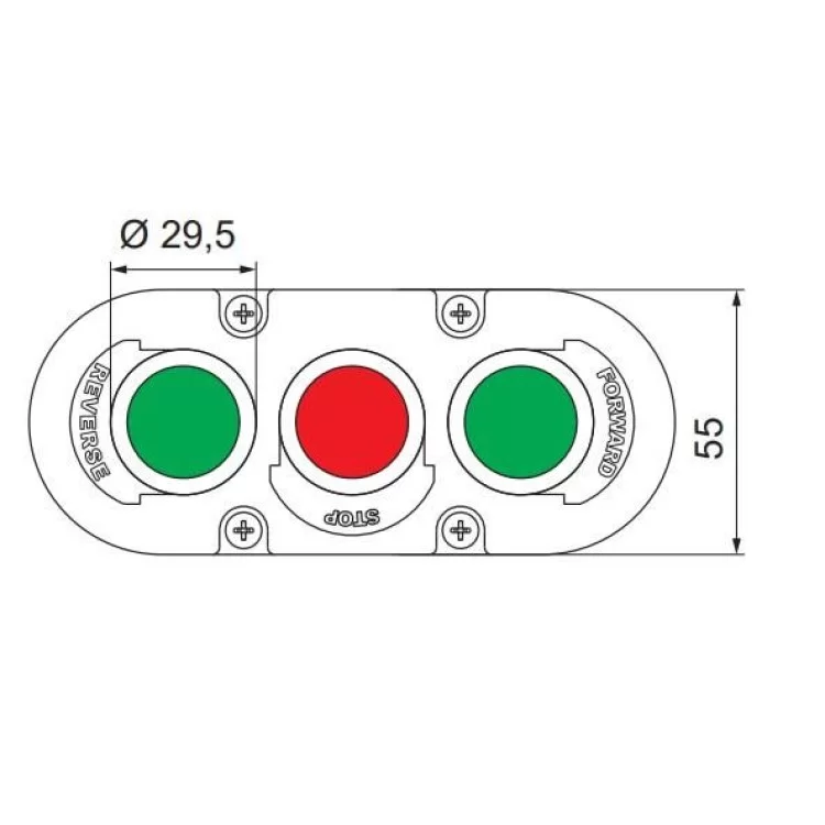 в продажу Трьохмодульний кнопковий пост ETI 004771444 ESE3-V6 («FORWARD/STOP/REVERSE» зелений/червоний/зелений) - фото 3