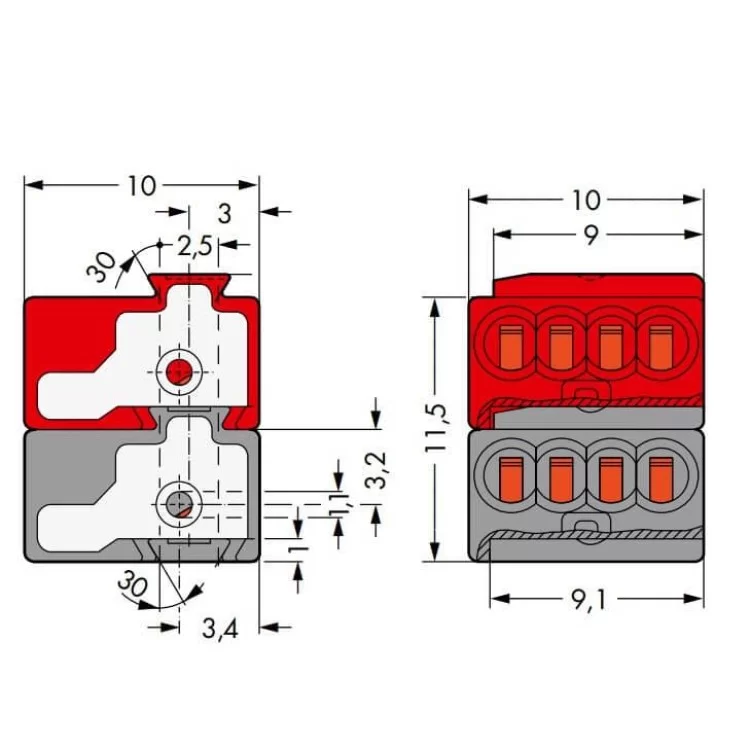 Микро-клемма для распределительных коробок, на 8 проводников, 243-212 темно-серая, WAGO инструкция - картинка 6