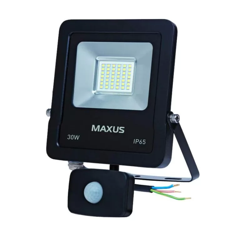 LED прожектор заливающего світла Maxus 30Вт 5000K з датчиком руху (1-MAX-01-LFL-3050s)