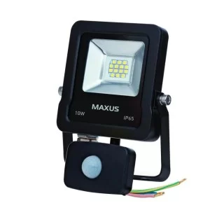 LED прожектор заливаючого світла Maxus 10Вт 5000K з датчиком руху (1-MAX-01-LFL-1050s)