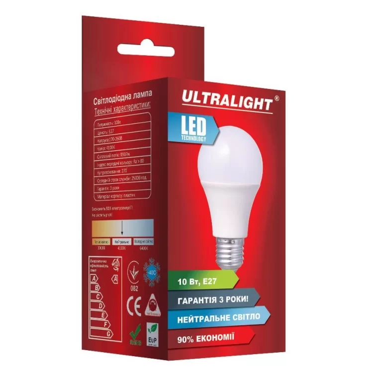 Лампочка Ultralight 10Вт 4100К E27 ціна 33грн - фотографія 2