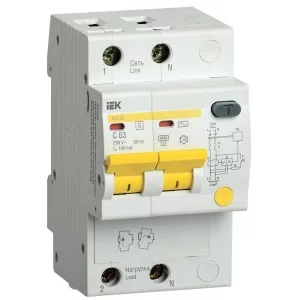 Диференційний автоматичний вимикач IEK АД12S 2Р 32А 100мА