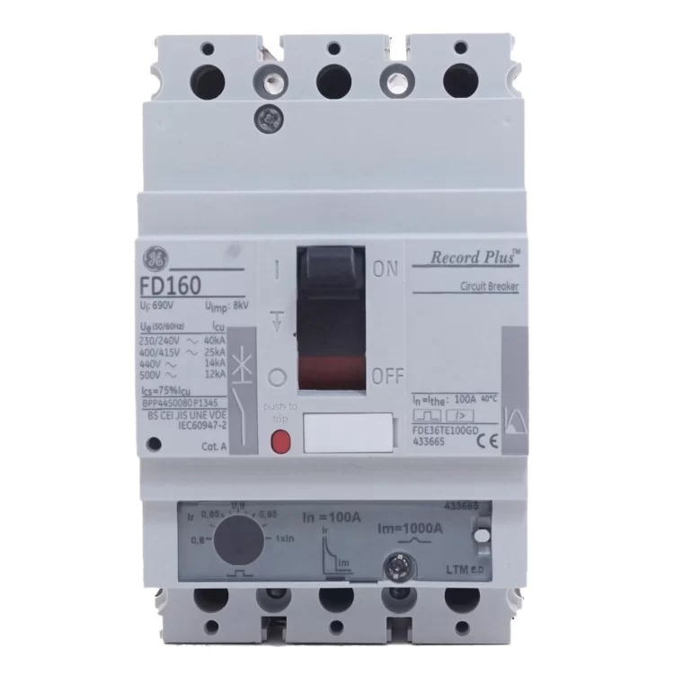 Автоматичний вимикач General Electric FD160 Effective 100A ціна 4 302грн - фотографія 2