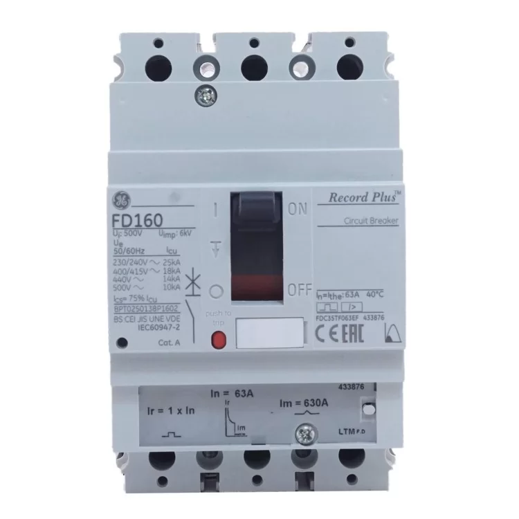 Автоматичний вимикач General Electric FD160 18kA 3p 63А ціна 3 092грн - фотографія 2