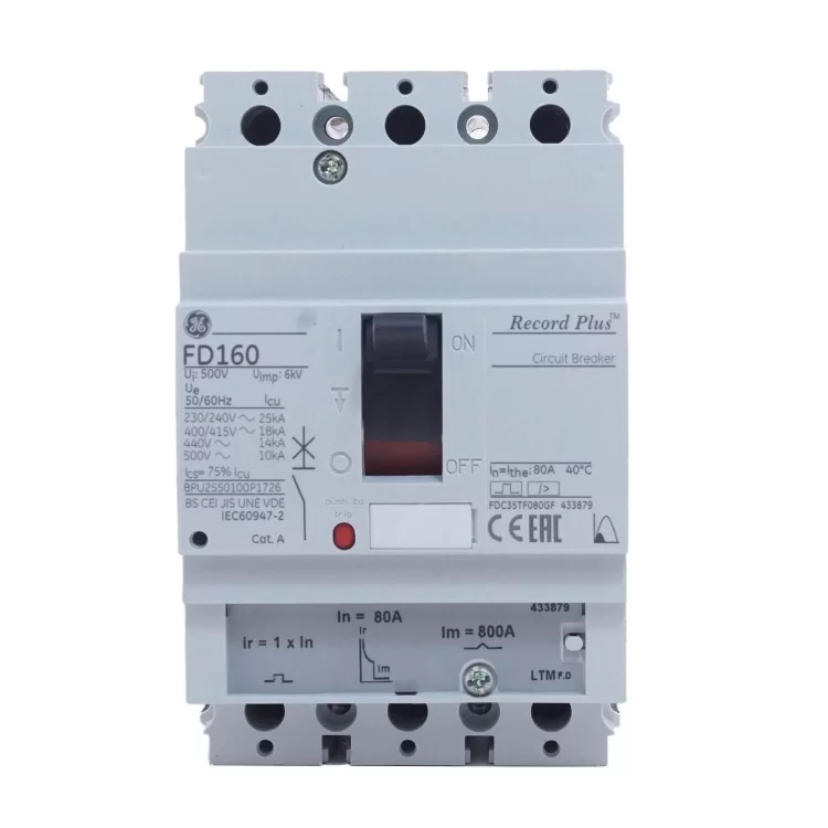 Автоматичний вимикач General Electric FD160 18kA 3p 80А ціна 3 092грн - фотографія 2