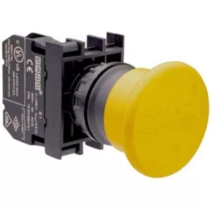 Кнопка «грибок» EMAS B100MS без фіксації (1НО) жовта