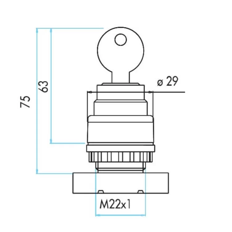 Кнопка EMAS CM100AC20 (CM100A20) з ключем який виймається у всіх положеннях (1НО) IP65 ціна 447грн - фотографія 2