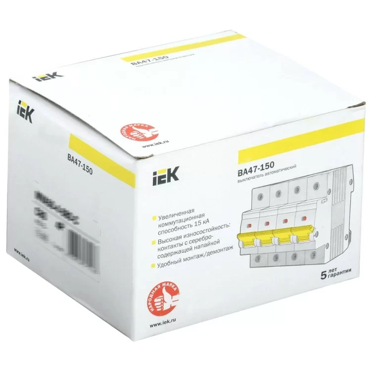 Автоматичний вимикач IEK ВА47-150 4Р 125А 15кА C характеристики - фотографія 7