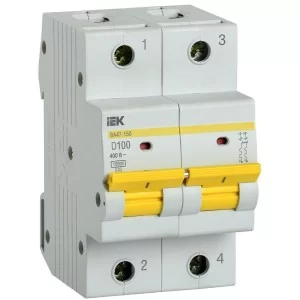 Автоматичний вимикач IEK ВА47-150 2Р 100А 15кА D