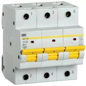 Автоматический выключатель IEK ВА47-150 3Р 125А 15кА D