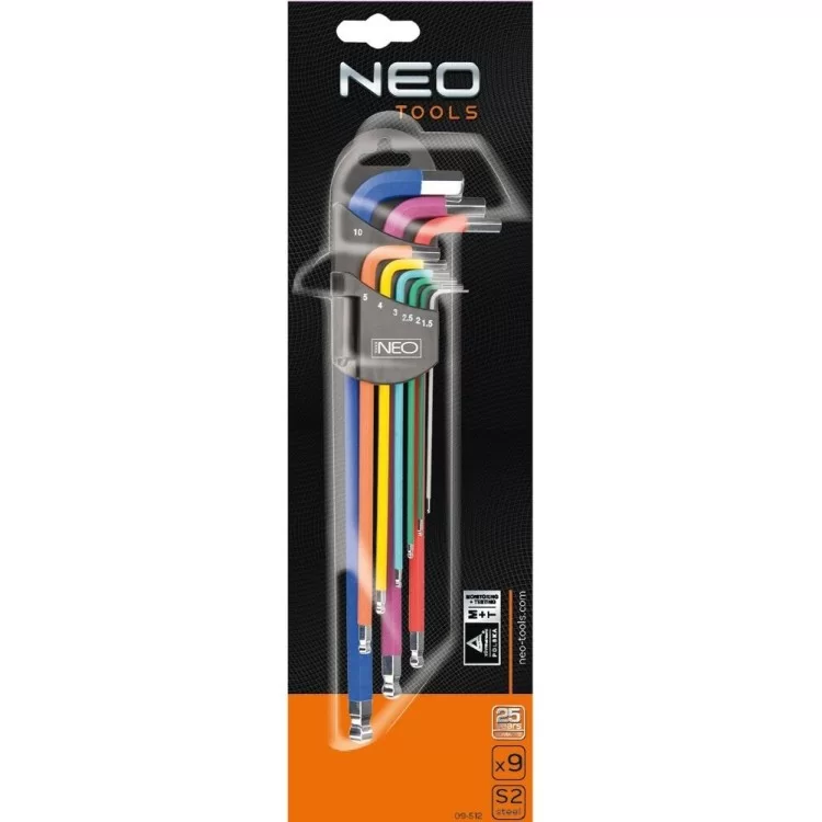 Набір шестигранних ключів Neo Tools 09-512 1.5-10мм (9шт) характеристики - фотографія 7