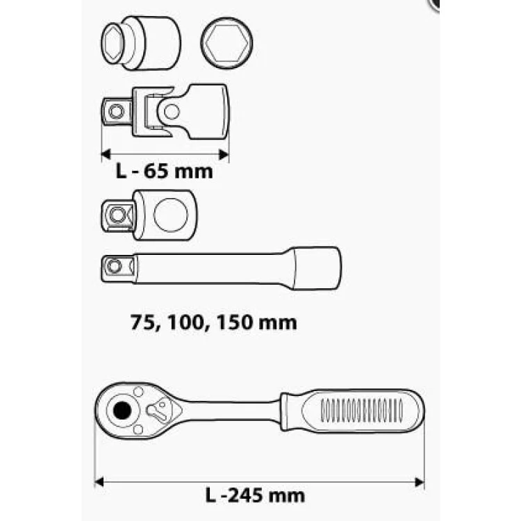в продажу Набір змінних головок Neo Tools 08-616 1/2 (23шт) - фото 3