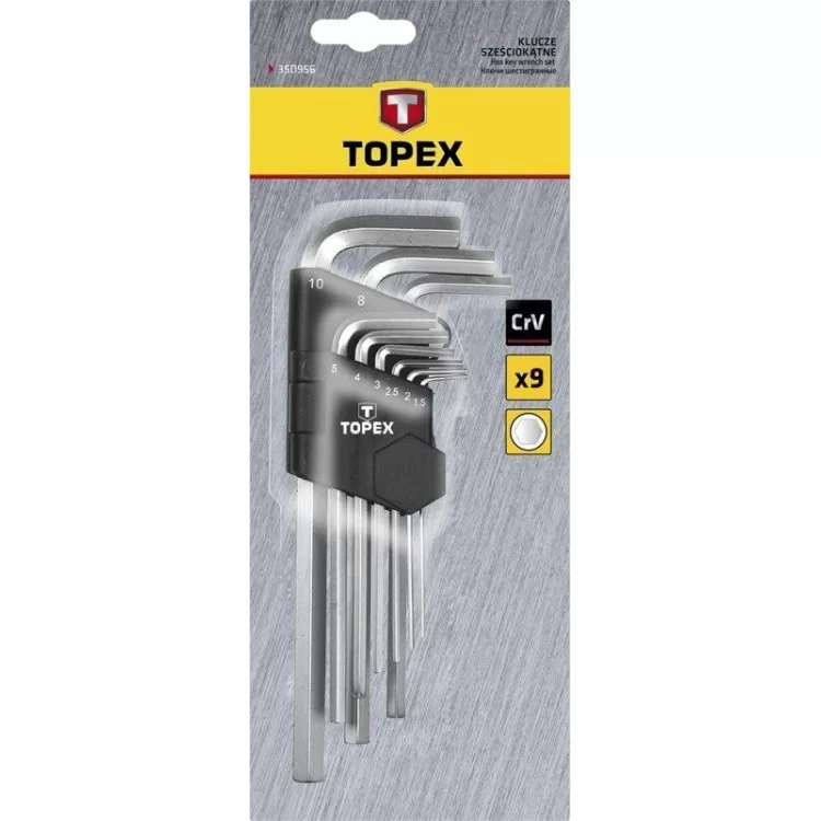 Набор шестигранных HEX ключей TOPEX 35D956 1.5-10мм (9шт) цена 165грн - фотография 2