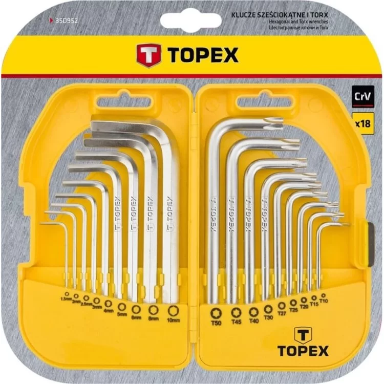 Набір шестигранних HEX і Torx ключей TOPEX 35D952 (18шт) ціна 449грн - фотографія 2