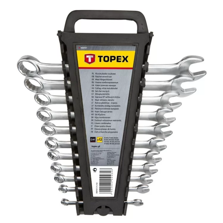 Набор комбинированных ключей TOPEX 35D757 6-22мм (12шт)