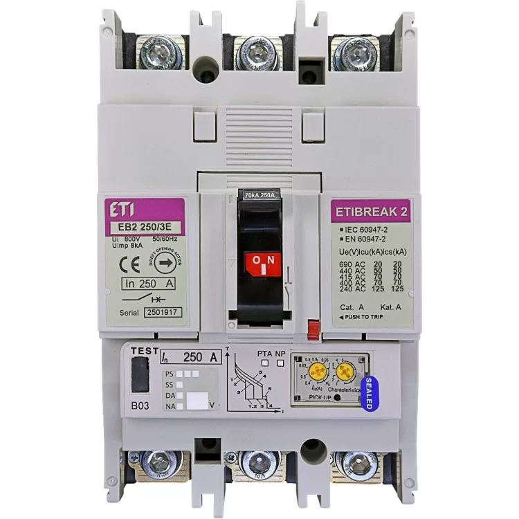 Автоматичний вимикач ETI 004671304 EB2 250/3E 250А 3р (70кА)
