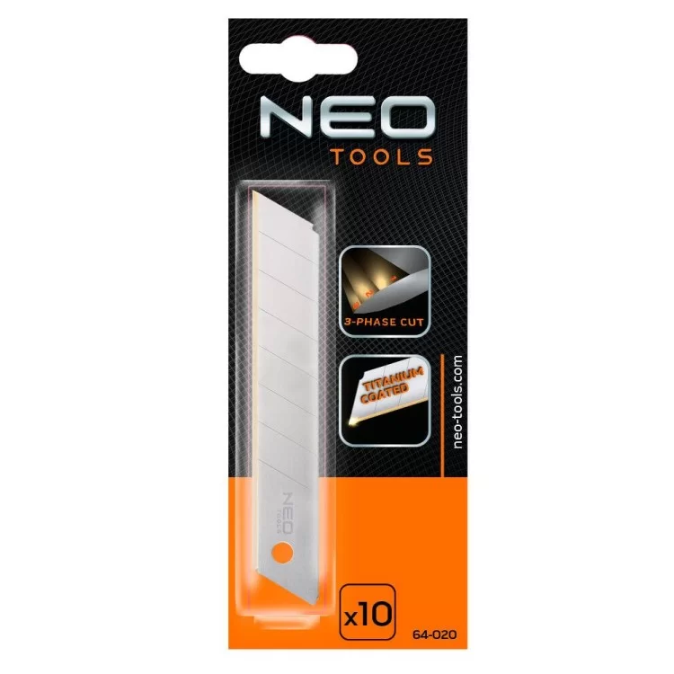 Сегментные лезвия Neo Tools 64-020 18мм (10 шт) с титановым покрытием цена 180грн - фотография 2